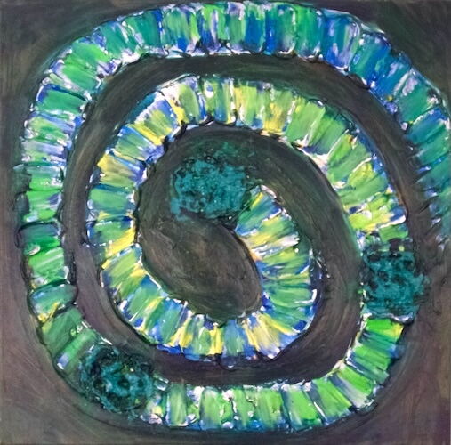 Grüner Rundweg | Unikat | signiert | datiert | Acryl und Gips auf Leinwand  | Format 50 x 50 x 4 cm | ungerahmt