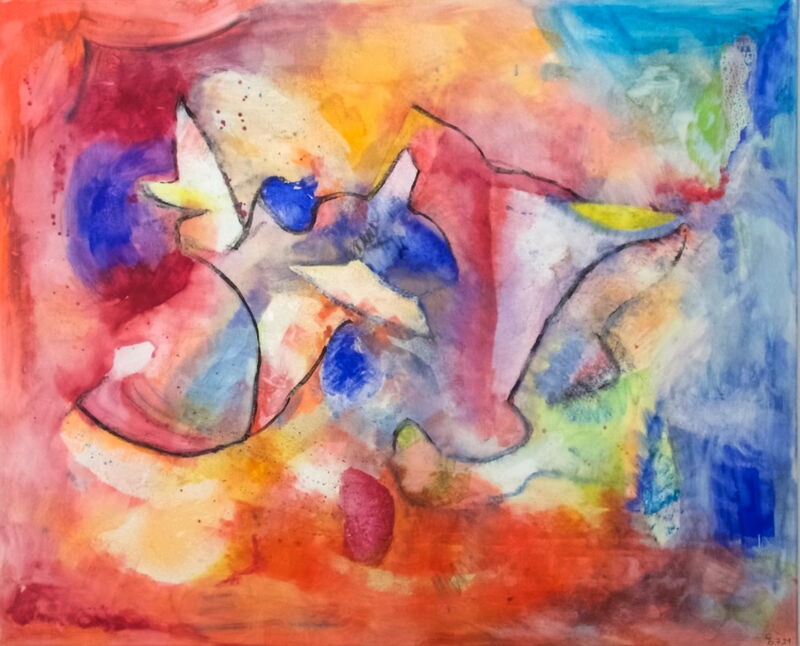 Feuer und Wasser | Unikat | signiert | datiert | Acryl auf Leinwand | Querformat  | 80 x 100 x 2 cm | ungerahmt