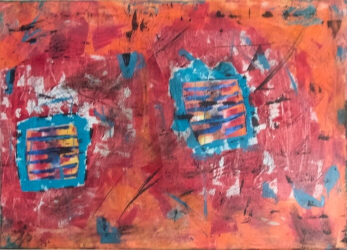 Zwei Fenster | Unikat | signiert | datiert | Acryl auf Leinwand | Querformat | 50 x 70 x 2 cm | ungerahmt