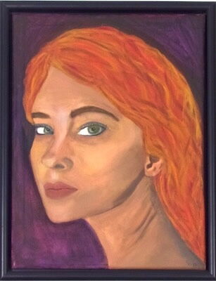 Feuerkopf | Unikat | signiert | datiert | Acryl auf Leinwand | Hochformat | 40 x 30 x 2 cm | Schattenfugenrahmen schwarz