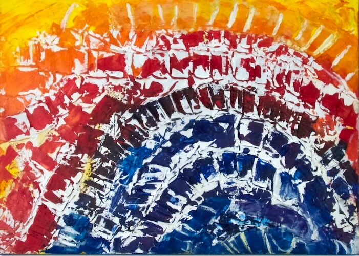 Regenbogen | Unikat | signiert | datiert | Acryl und Gips auf Leinwand | Querformat | 50 x 70 x 4 cm | ungerahmt