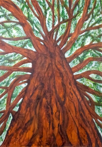 Unterm Baum | Unikat | signiert | datiert | Acryl auf Leinwand | Hochformat  | 100 x 70 x 2 cm | ungerahmt