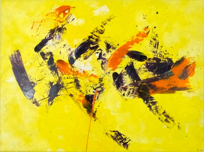 Spuren auf gelb | Unikat | signiert | datiert | Acryl auf Leinwand | Querformat | 60 x 80 x 2 cm | ungerahmt