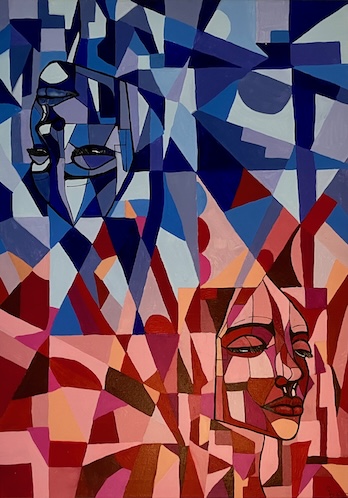 Blaue Perspektive | Unikat | signiert | datiert | Acryl auf Leinwand | Hochformat | 70 x 50 x 2 cm | ungerahmt